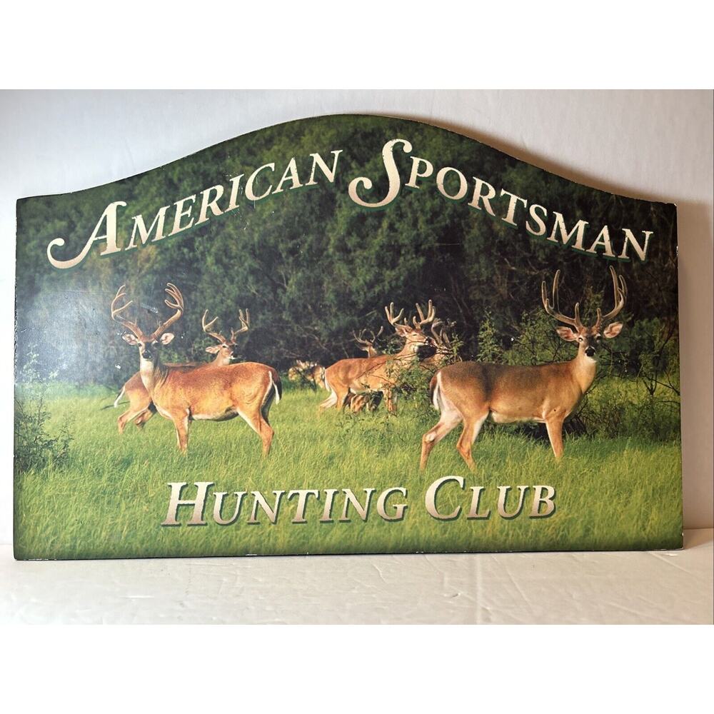 American Sportsman Hunting Club Wooden Wall Sign Deer Lodge Decor 16"x11"